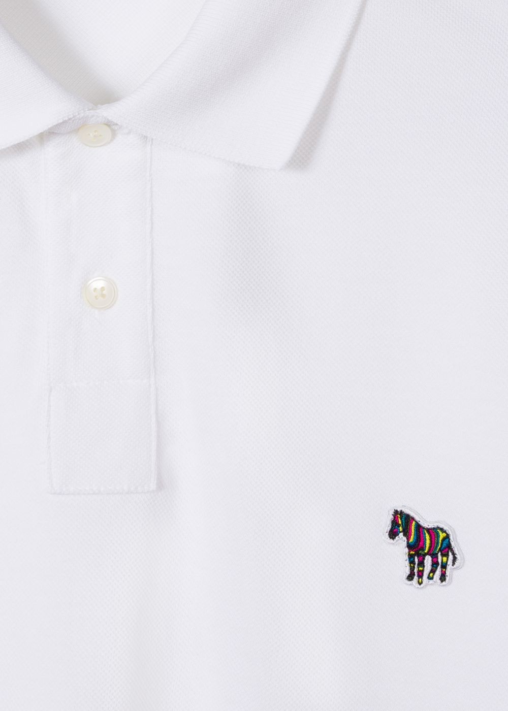 Paul Smith Mens's White Organic-Cotton Zebra Logo Long-Sleeve Polo T-Shirt