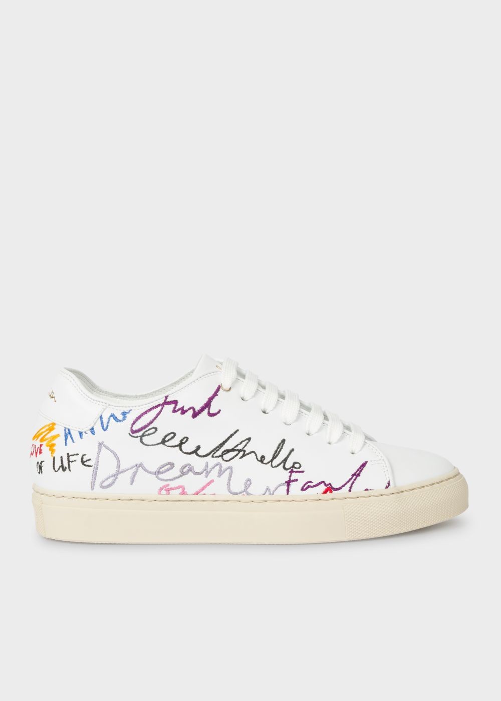 Paul Smith Lady's White 'ideas Script' Leather 'basso' Trainers