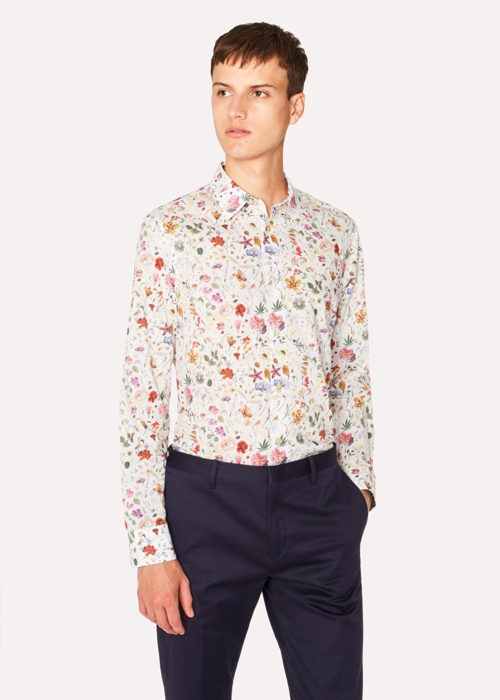 Paul Smith Men's Slim-Fit Cream Liberty Print T-Shirt With Contrast Details