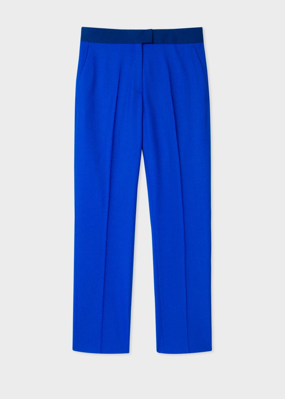 Paul Smith Women's Slim-Fit Cobalt Blue Wool-Hopsack Pants With Contrast Waistband