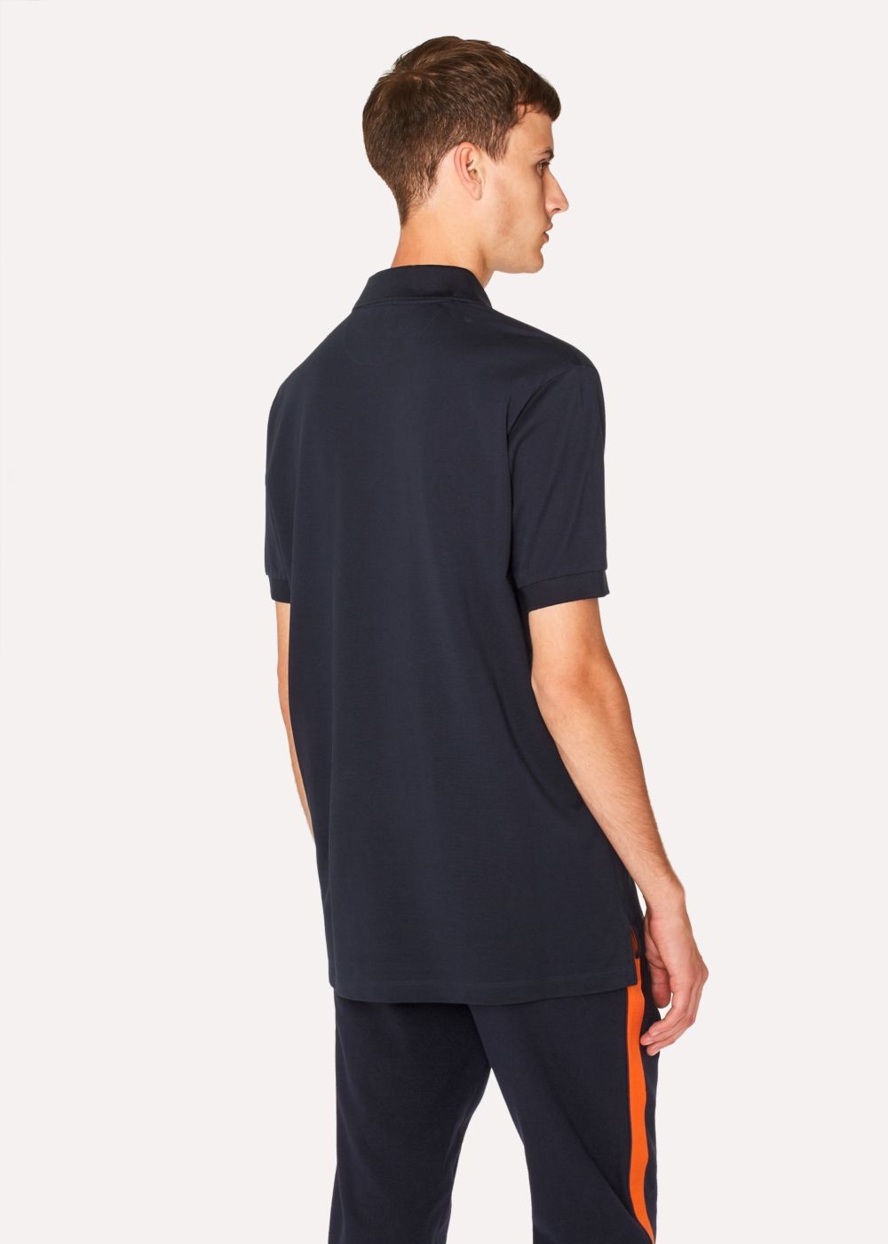 Paul Smith Mens's Slim-Fit Navy Cotton-Piqué Polo Shirt With 'artist Stripe' Placket