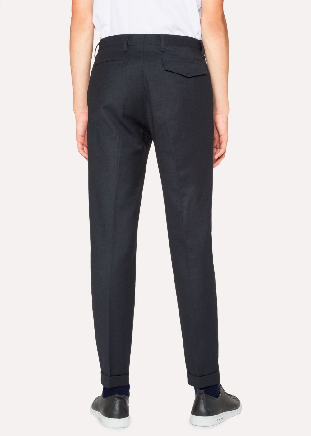 Paul Smith Men's Dark Navy Pleated Wool And Cotton-Blend Pants