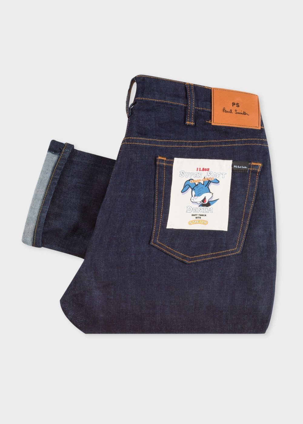 Paul Smith Men's Slim-Fit .8Oz 'super Soft Cross-Hatch' Indigo Jeans