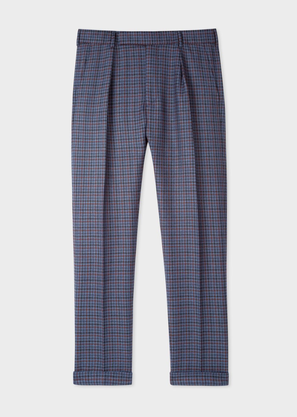 Paul Smith Men's Tapered-Fit Navy Plaid Wool Pants