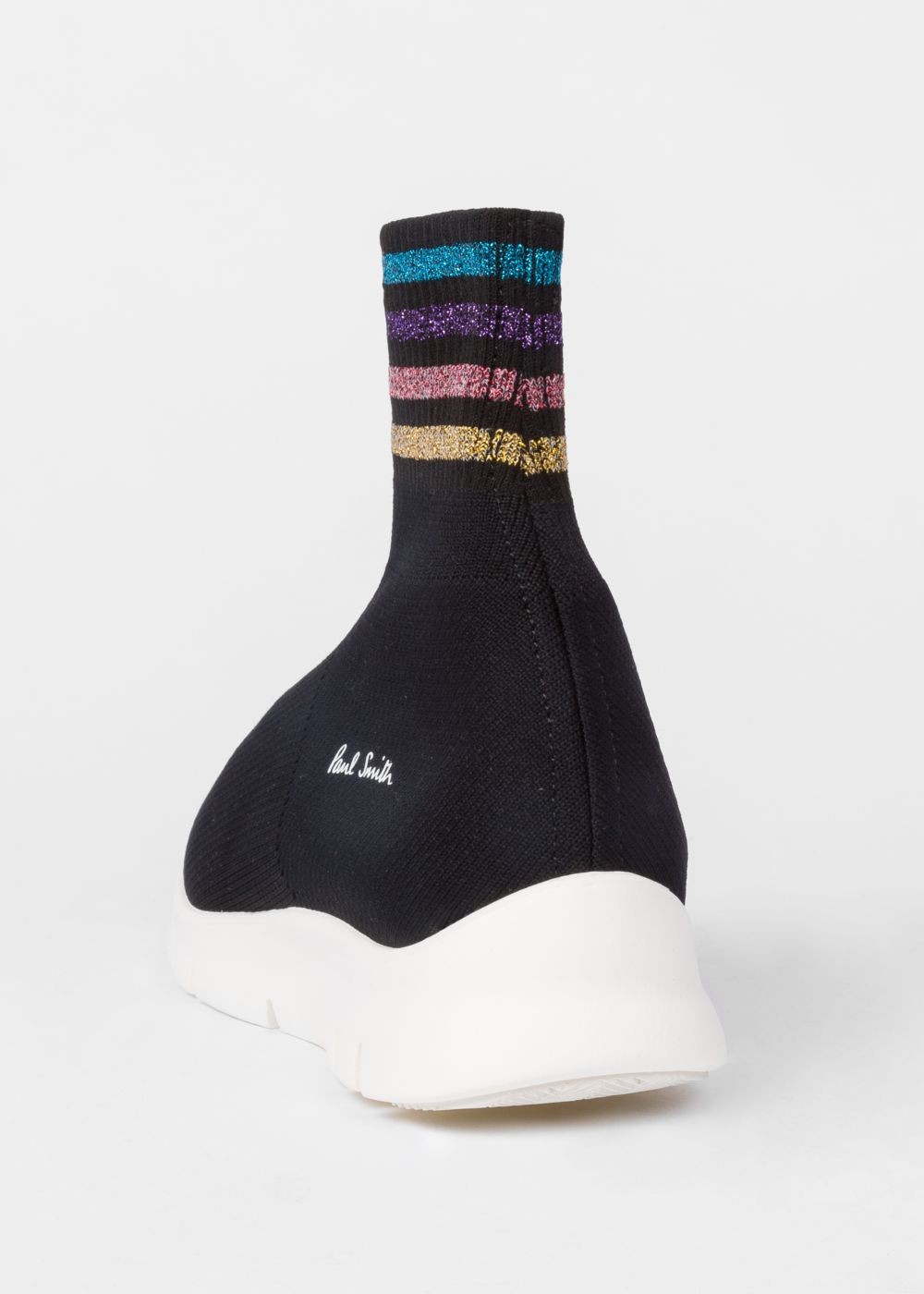 Paul Smith Lady's Black 'blaze' Sock Trainers With Glitter Stripe Details