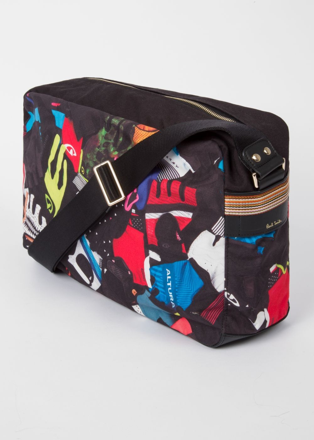 Paul Smith Mens's 'cycle Gloves' Print Canvas Messenger Handbag