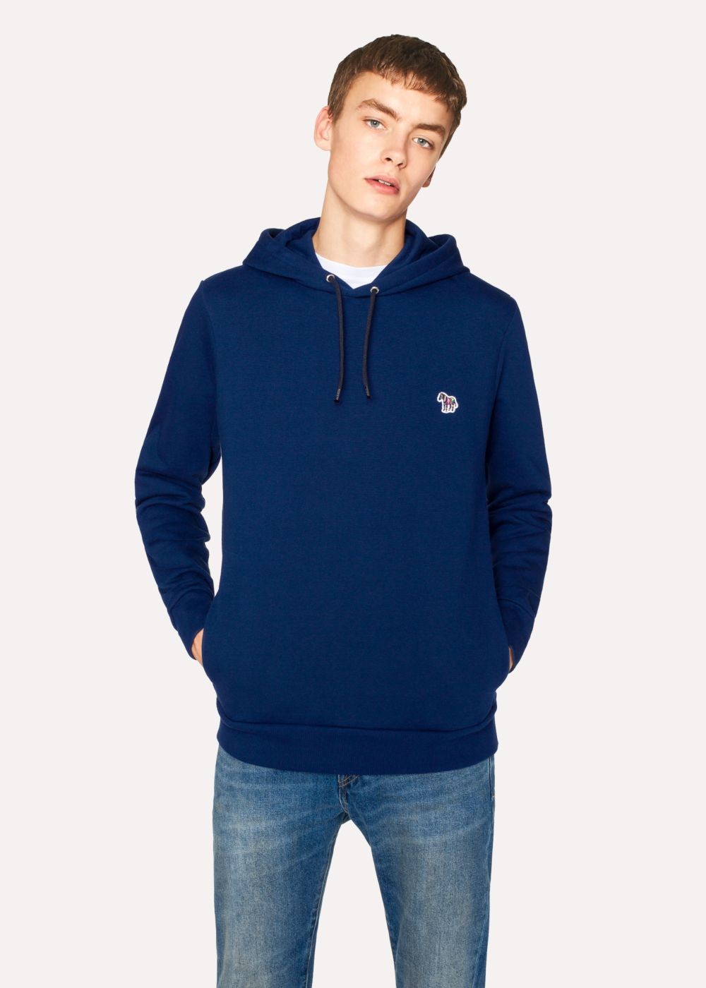 Paul Smith Men's Blue Organic-Cotton Zebra Logo Hoodie