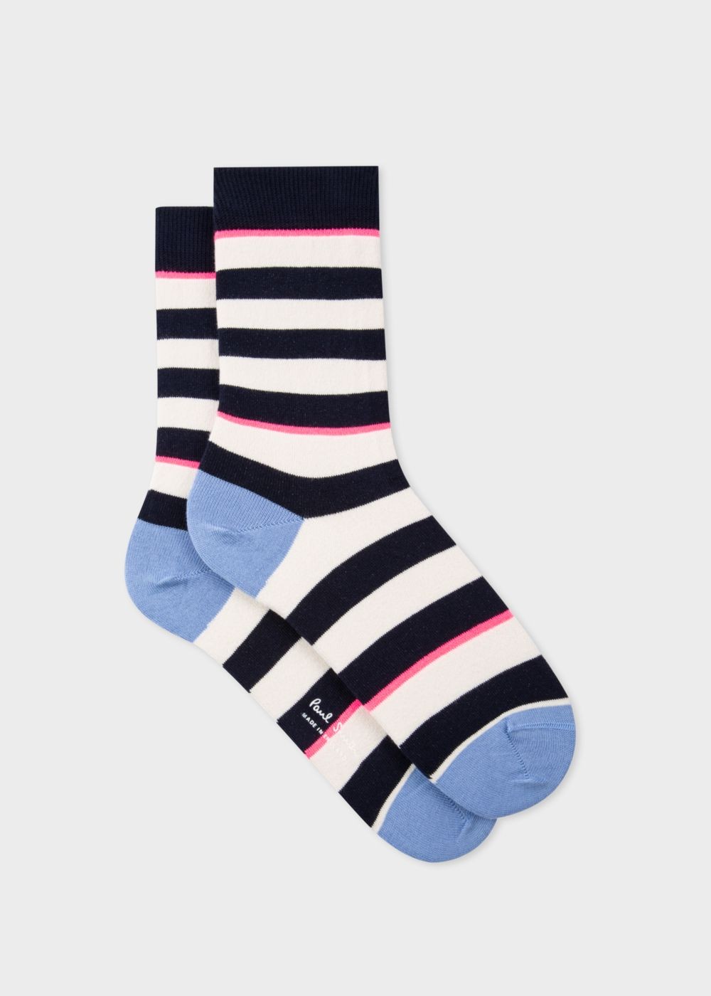 Paul Smith Women's Navy And Ecru Stripe Socks