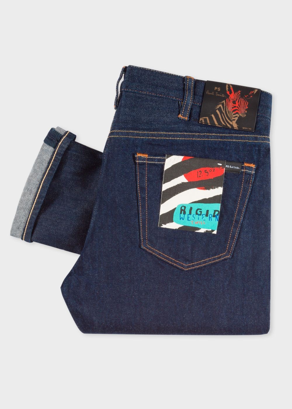 Paul Smith Men's Slim-Standard .5Oz 'rigid Western Twill' Indigo Denim Jeans