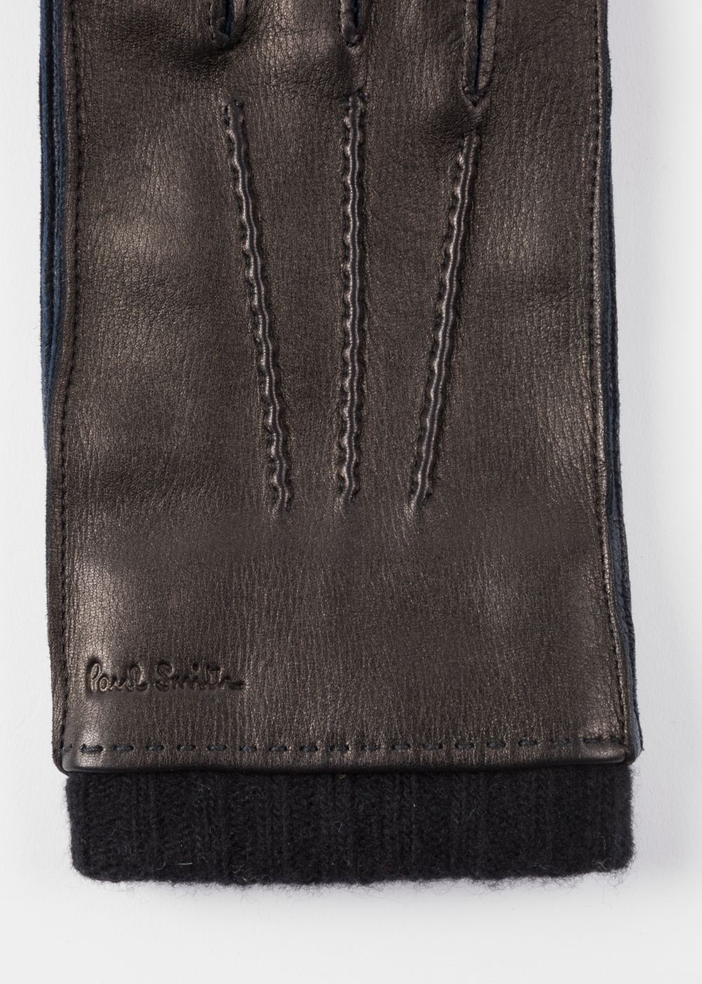 Paul Smith Men's Black Deerskin Silk-Cashmere Lined Gloves