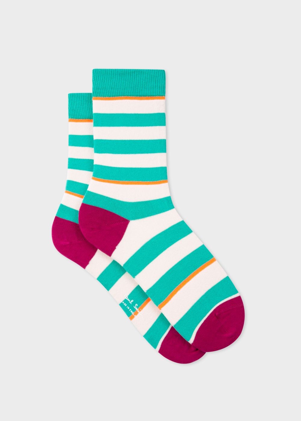 Paul Smith Women's Turquoise And Ecru Stripe Socks