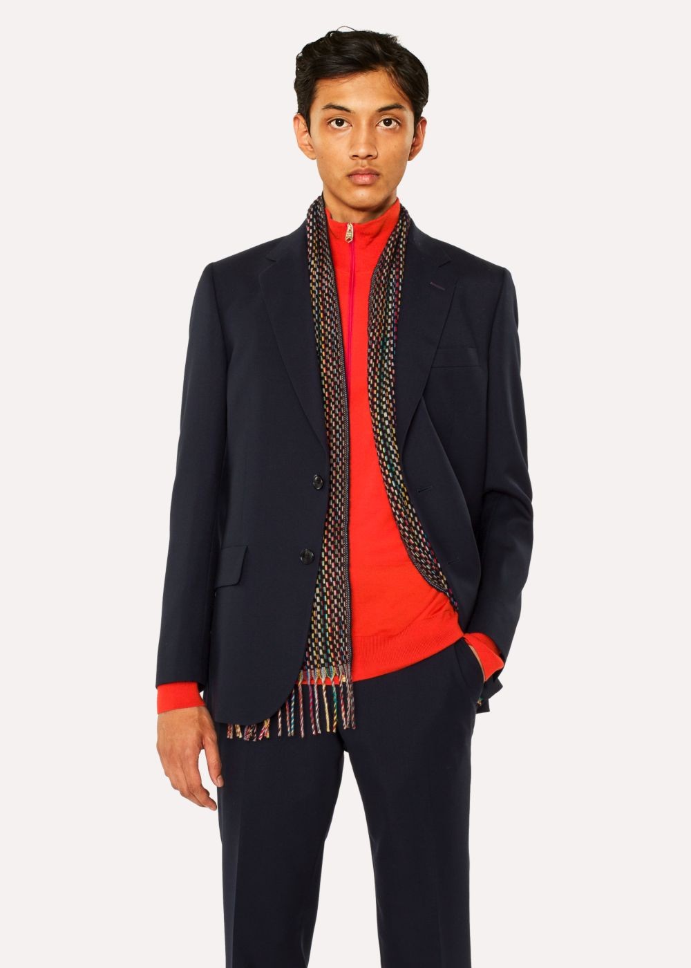 Paul Smith Men's Basket Weave Signature Stripe Cashmere Scarf