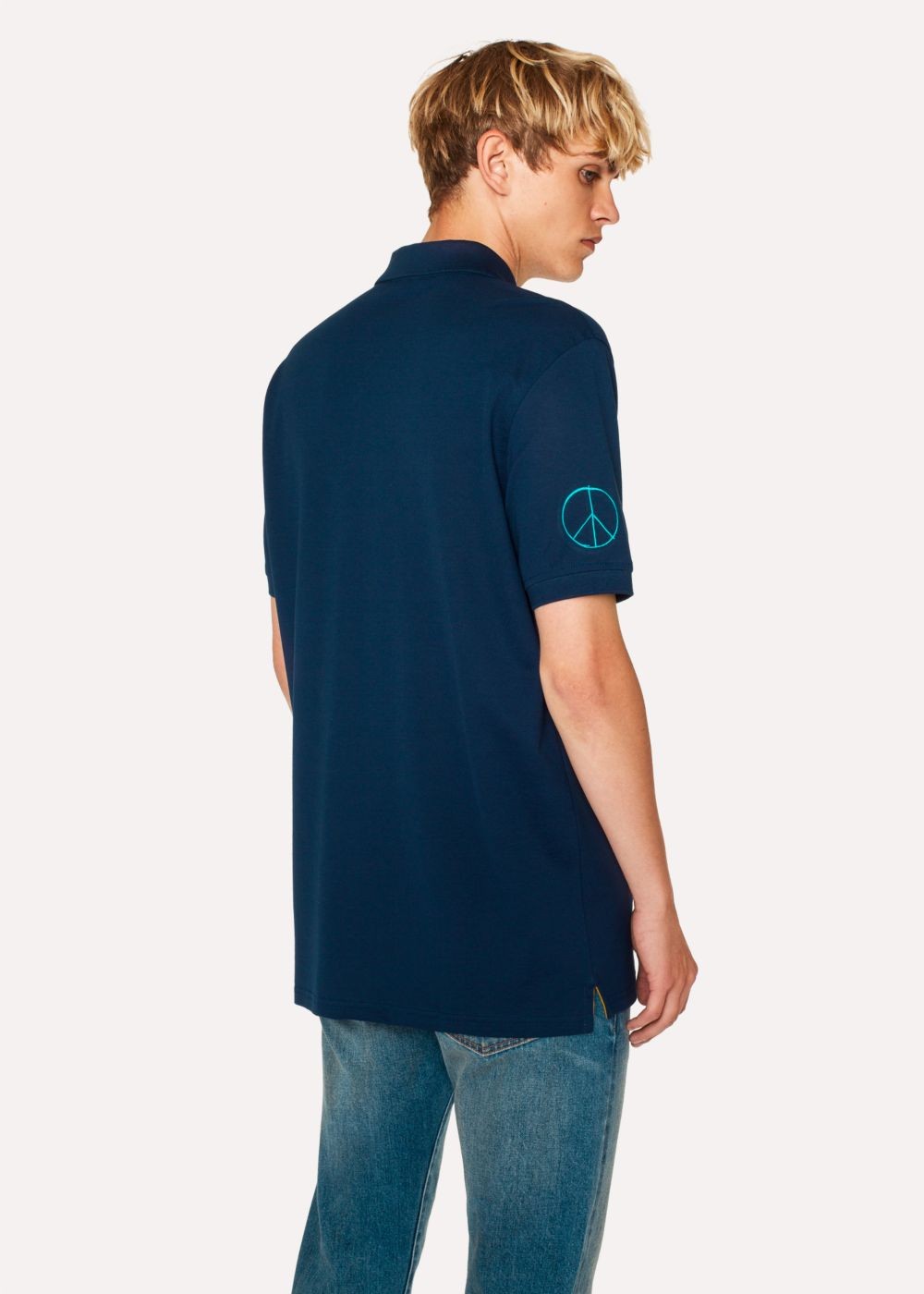 Paul Smith Men's Navy Cotton-Piqué Embroidered 'doodle' Polo T-Shirt