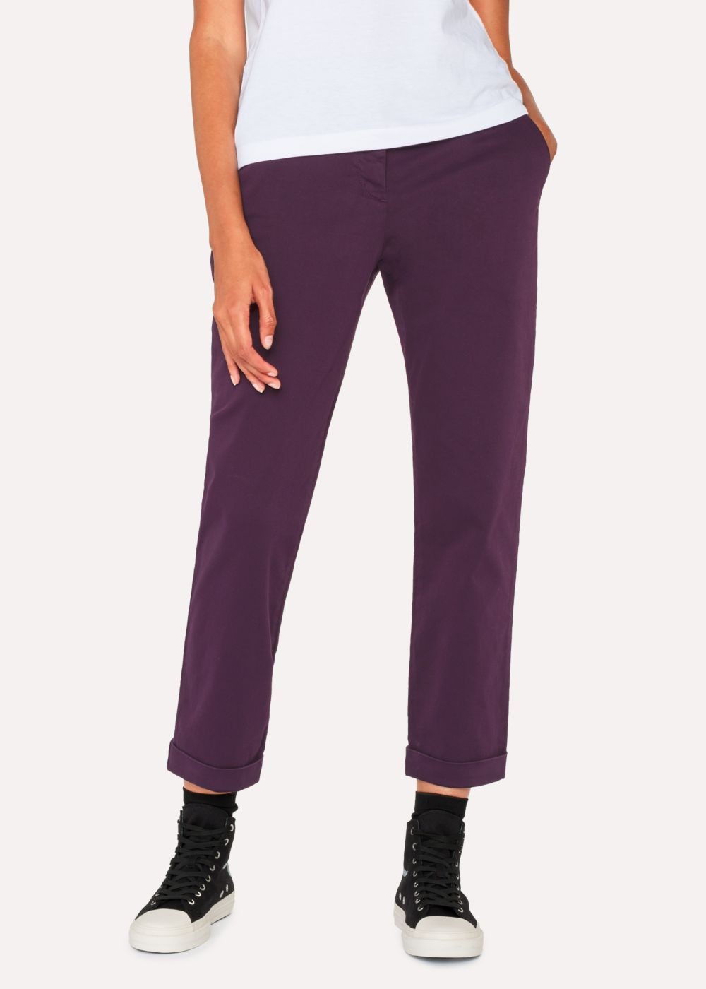 Paul Smith Women's Aubergine Brushed Cotton-Stretch Chinos Clothing