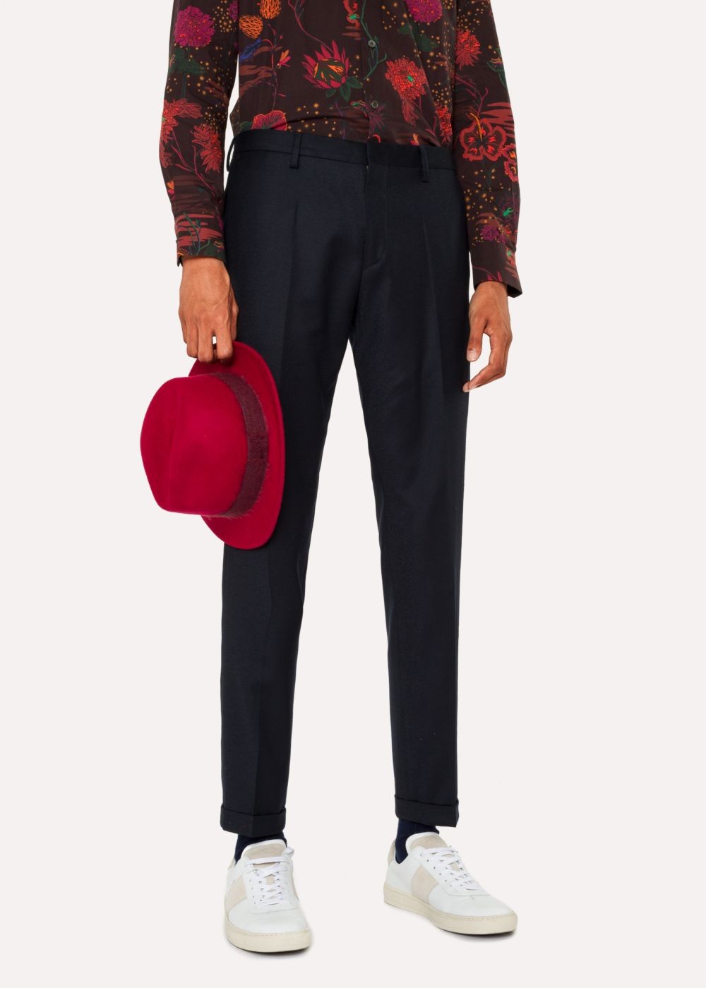 Paul Smith Men's Red Mohair-Band Wool Trilby Cap