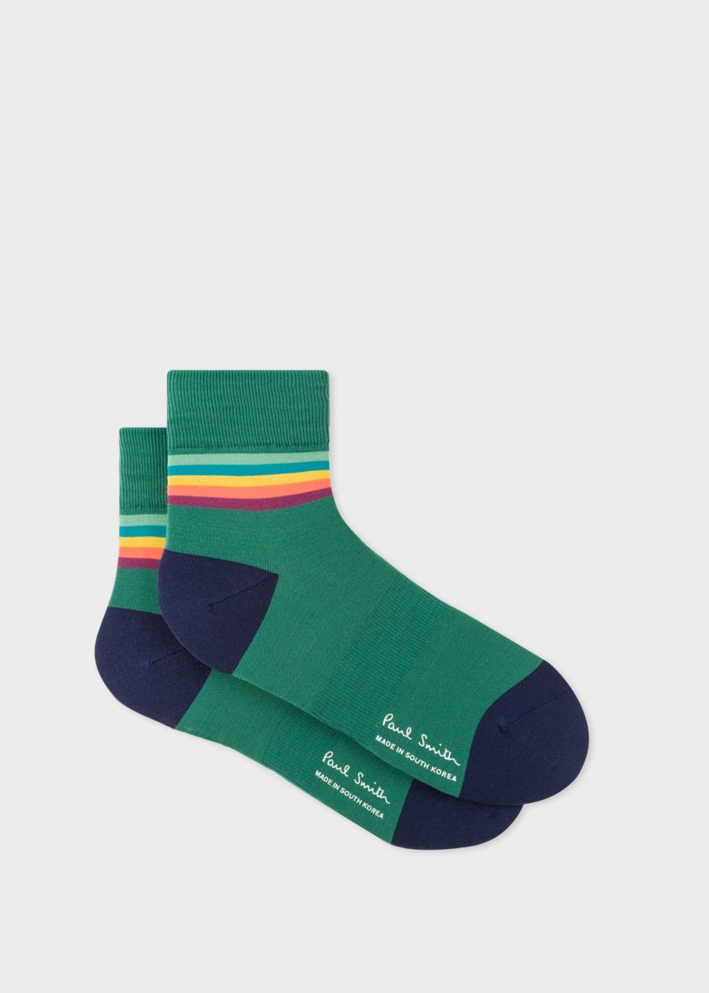 Paul Smith Mens's Forest Green 'Artist Stripe' Trim Cycling Socks