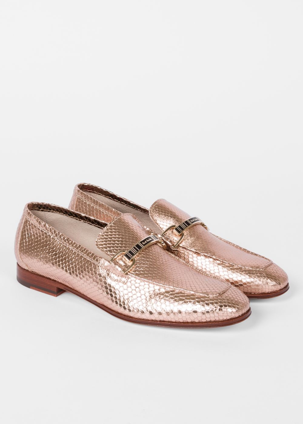 Paul Smith Women's Metallic Gold Leather 'grover' Loafers Shoes