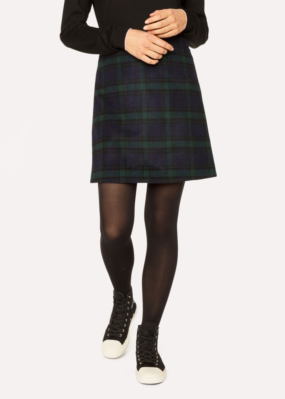 Paul Smith Womens's Blackwatch Tartan Wool-Blend A-Line Skirt