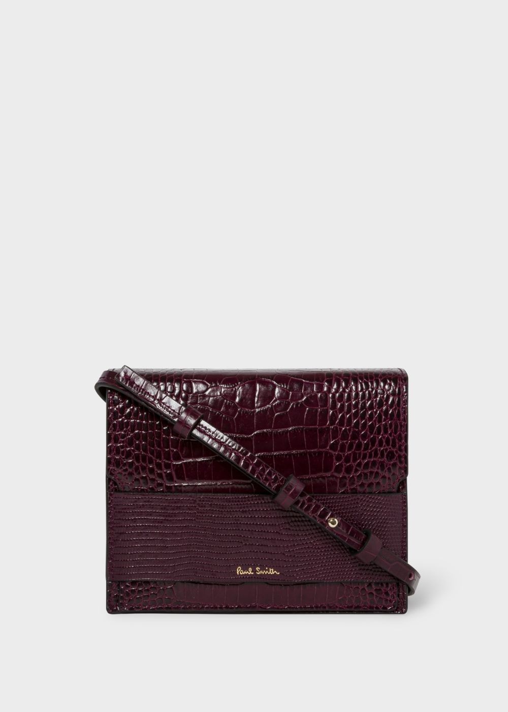 Paul Smith Women's Burgundy Mock-Croc Cross-Body HandBag