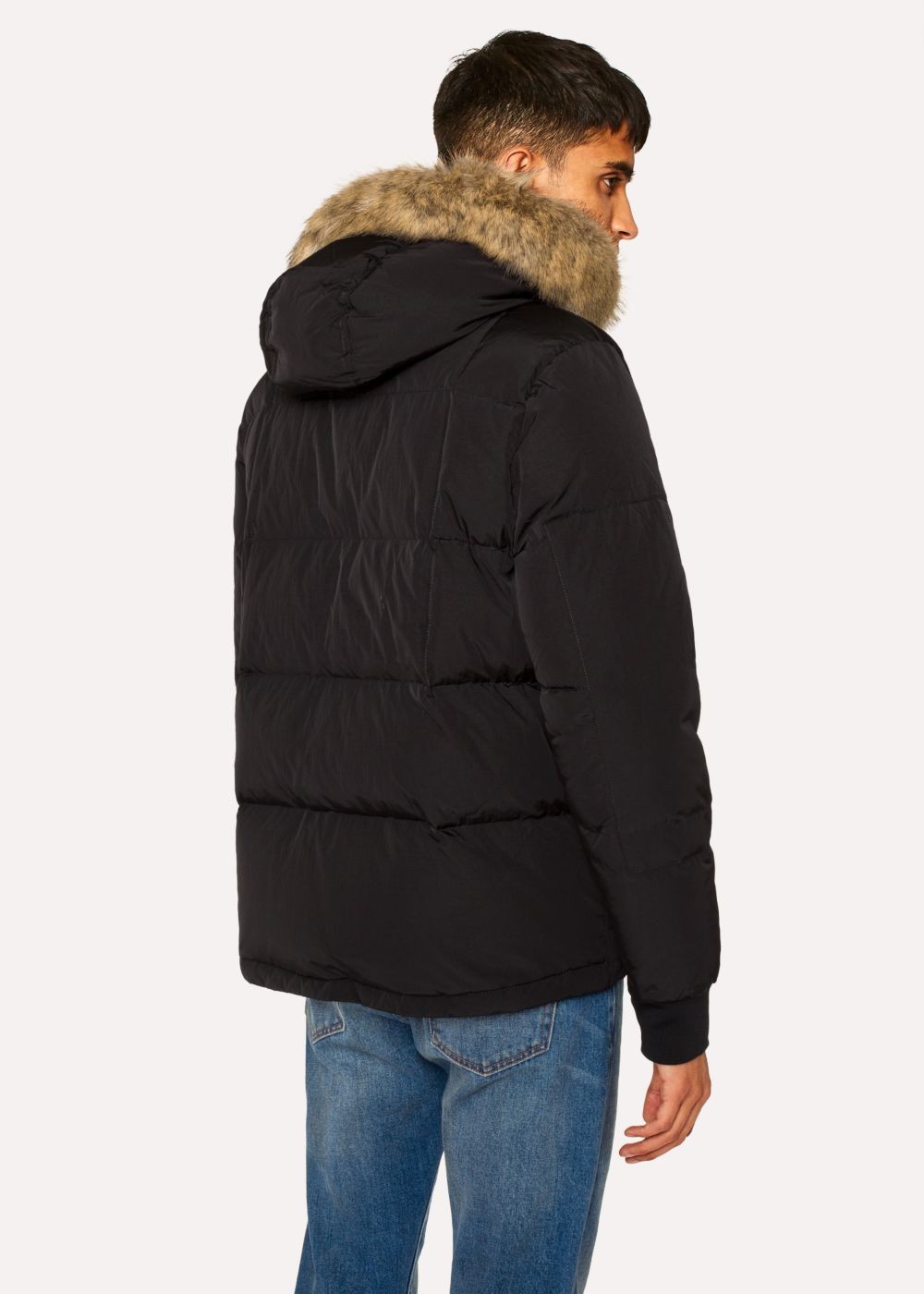 Paul Smith Mens's Black Down-Filled Jackets With Faux Fur Hood Detail