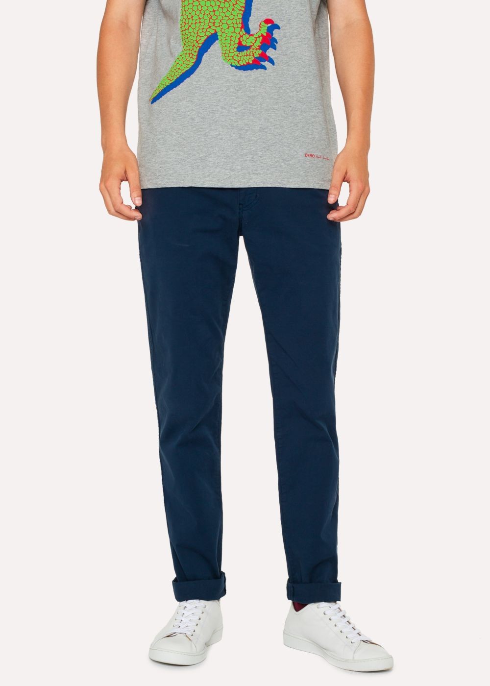 Paul Smith Mens's Slim-Fit Washed Navy Stretch Pima-Cotton Chinos Clothing