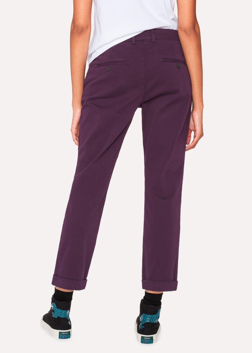 Paul Smith Women's Aubergine Brushed Cotton-Stretch Chinos Clothing