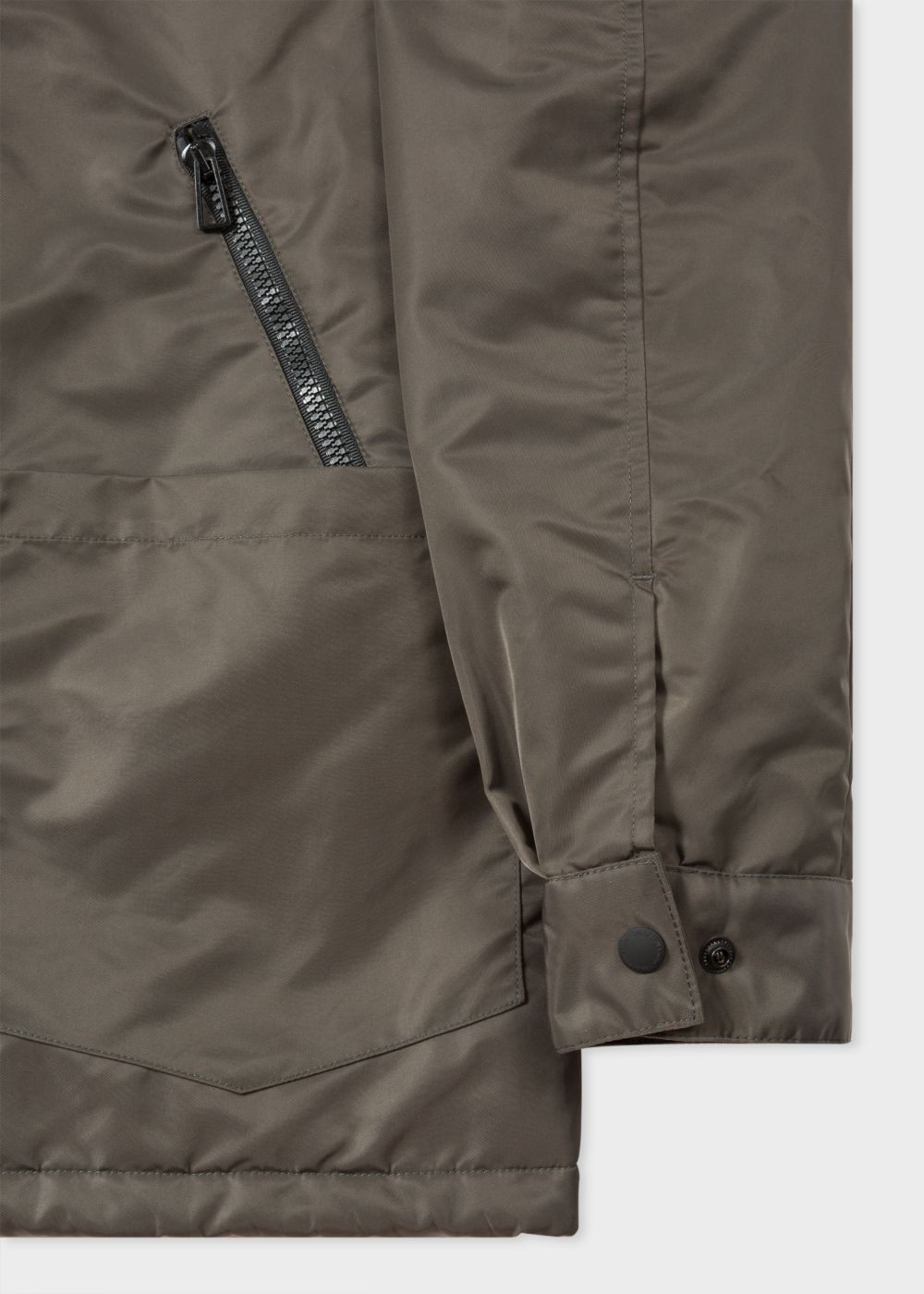 Paul Smith Mens's Khaki Work coat With Contrast Fleece Lining
