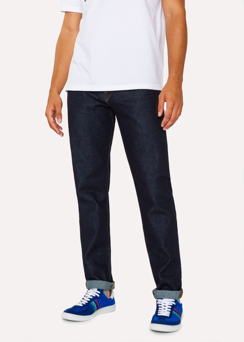 Paul Smith Mens's Tapered-Fit 14Oz 'organic Pepper N Salt' Indigo Denim Jeans