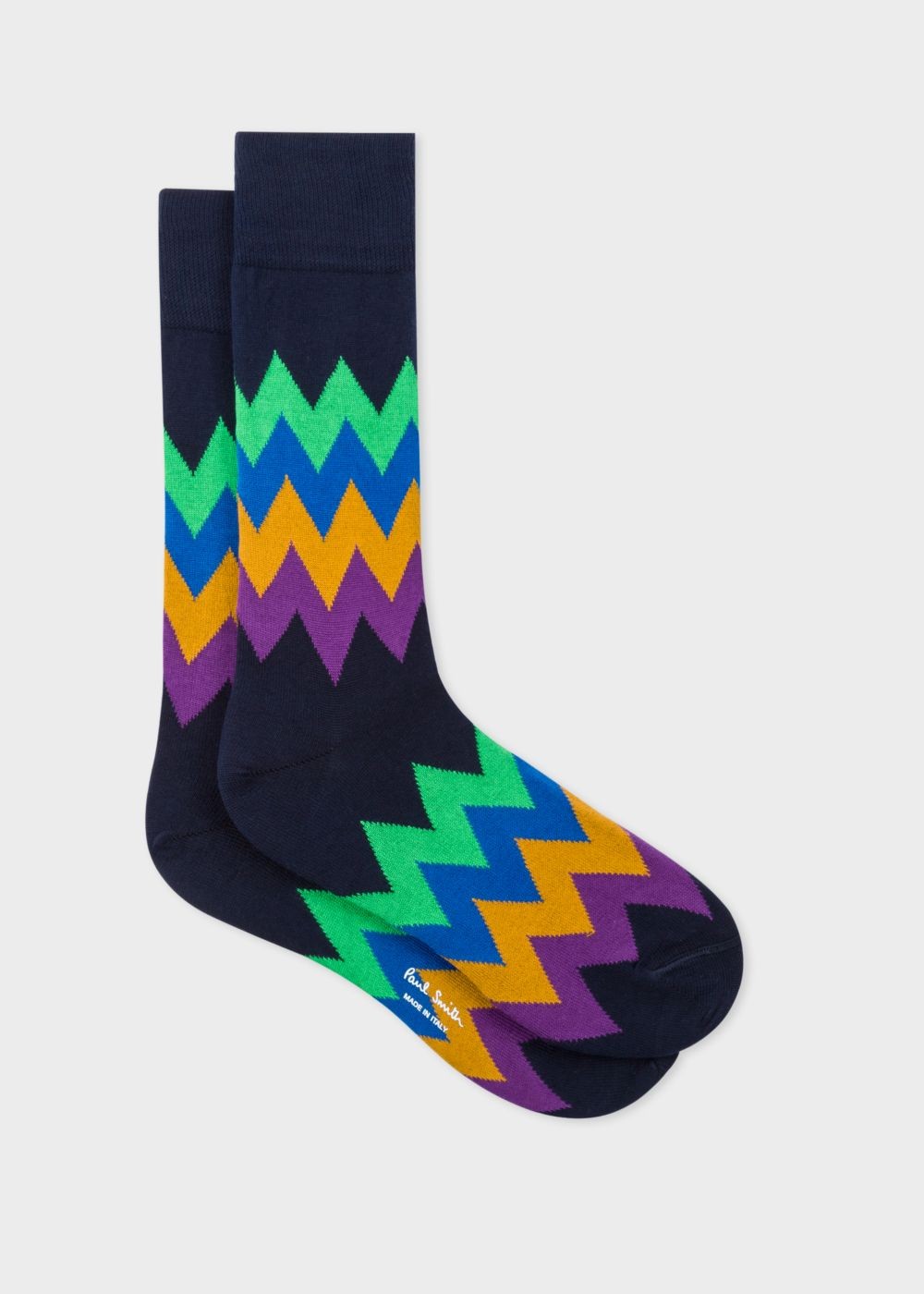 Paul Smith Mens's Navy Zig-Zag Stripe Socks