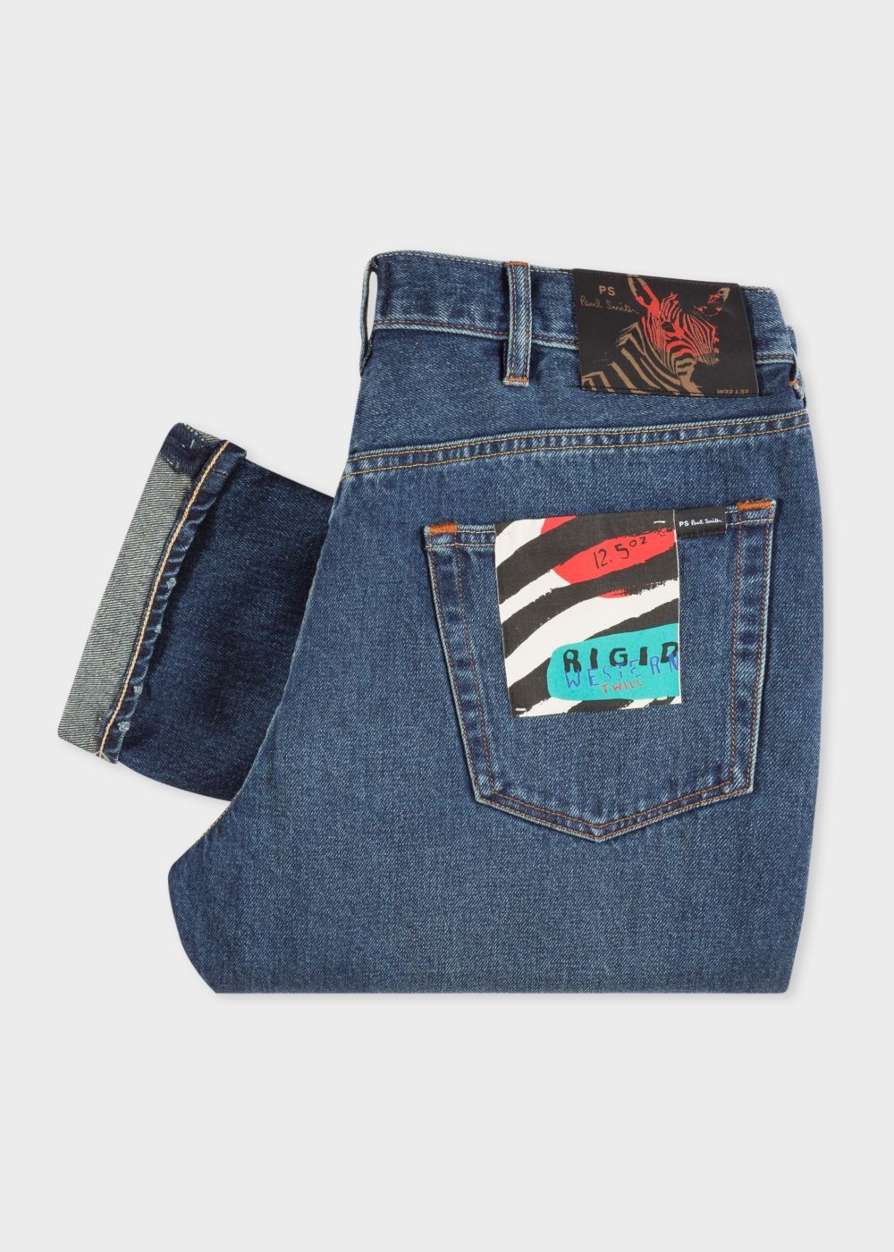Paul Smith Mens's Classic-Fit Dark Wash .5Oz 'rigid Western Twill' Jeans