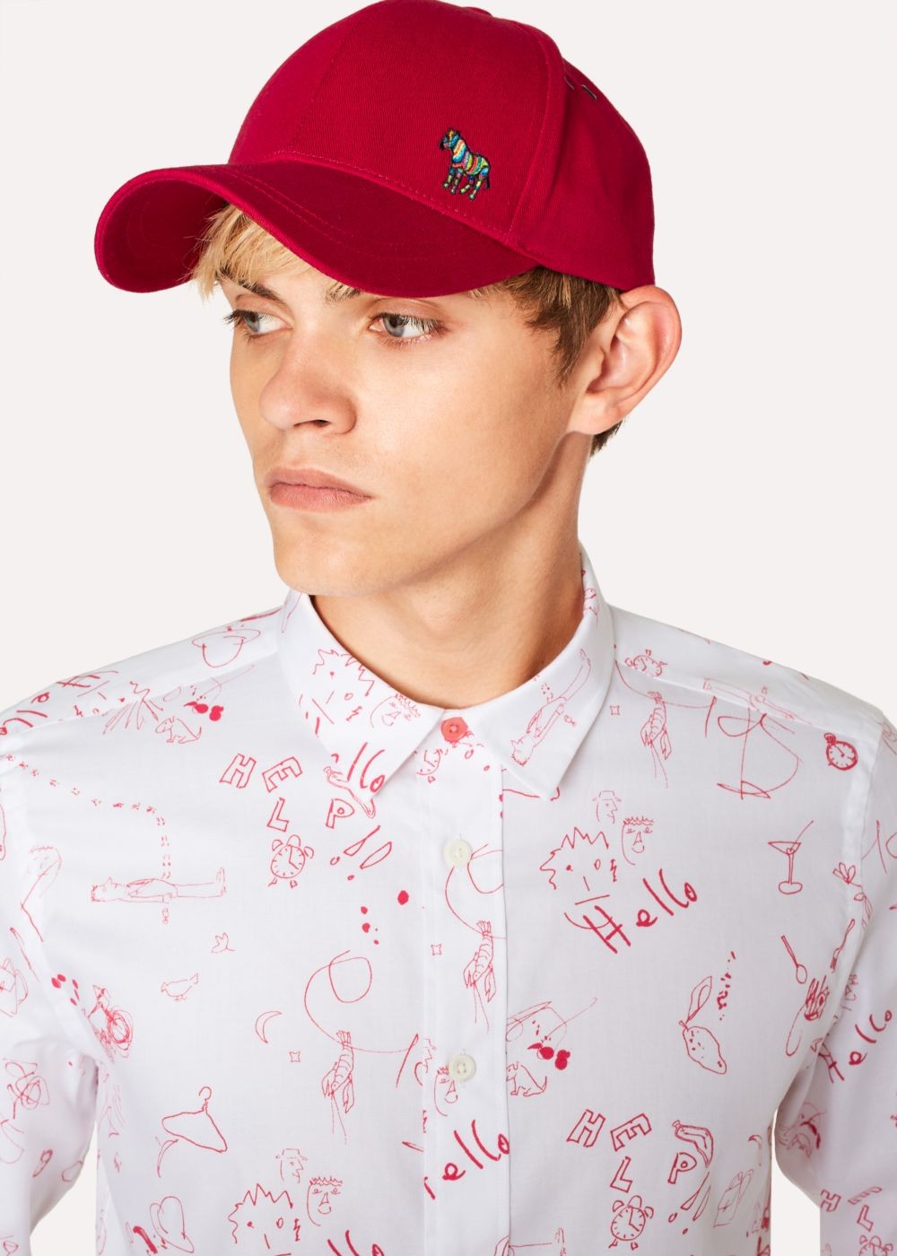 Paul Smith Men's Red Cotton Zebra Logo Baseball Hats