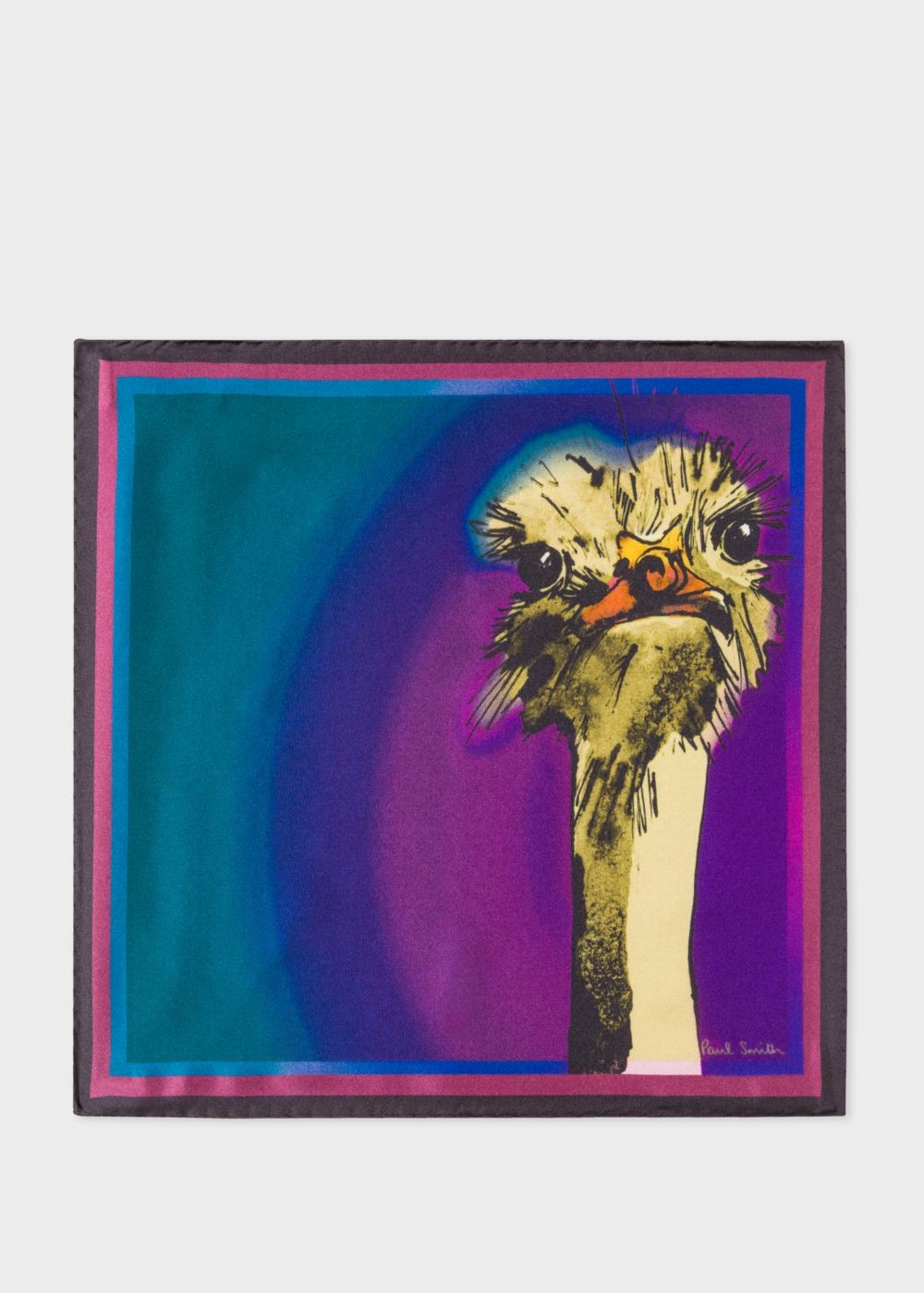 Paul Smith Men's Purple 'safari Animals' Print Silk Pocket Square Accessories