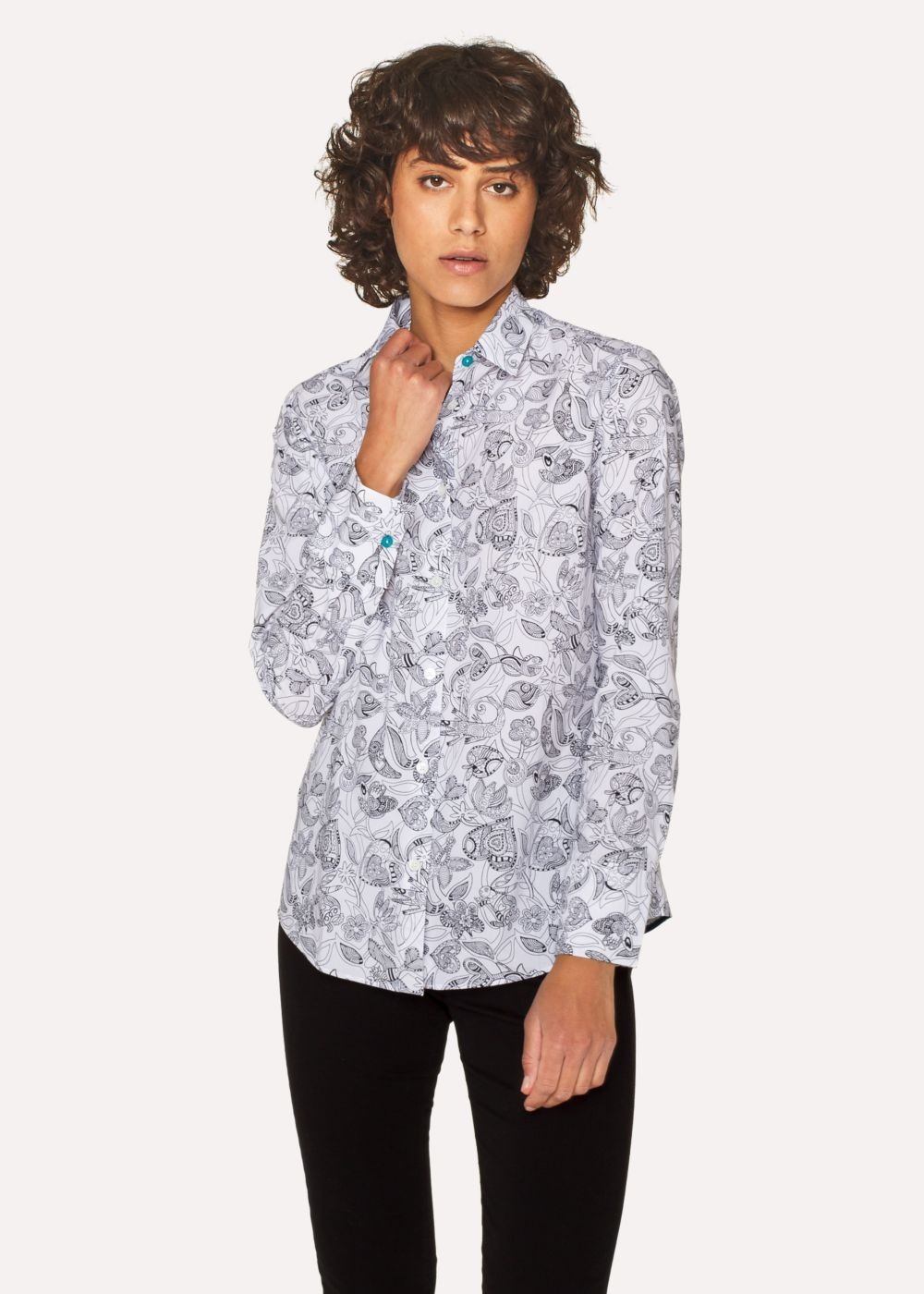 Paul Smith Women's White Cotton 'karami Line Drawing' Print T-Shirt