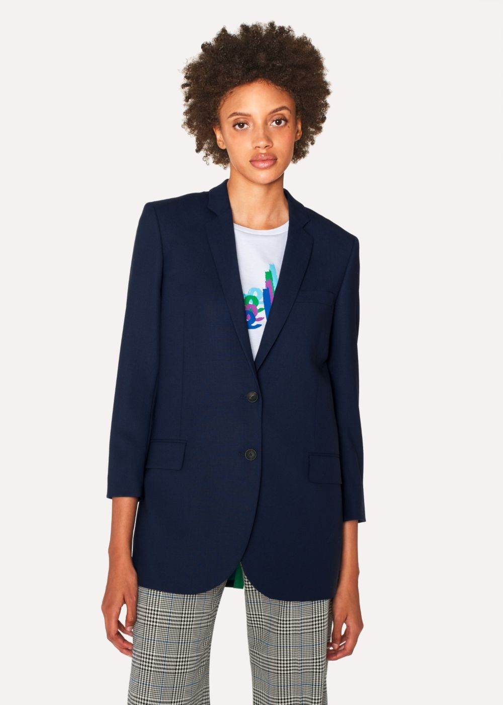 Paul Smith Womens's Boyfriend-Fit Navy Wool-Hopsack Blazer Clothing
