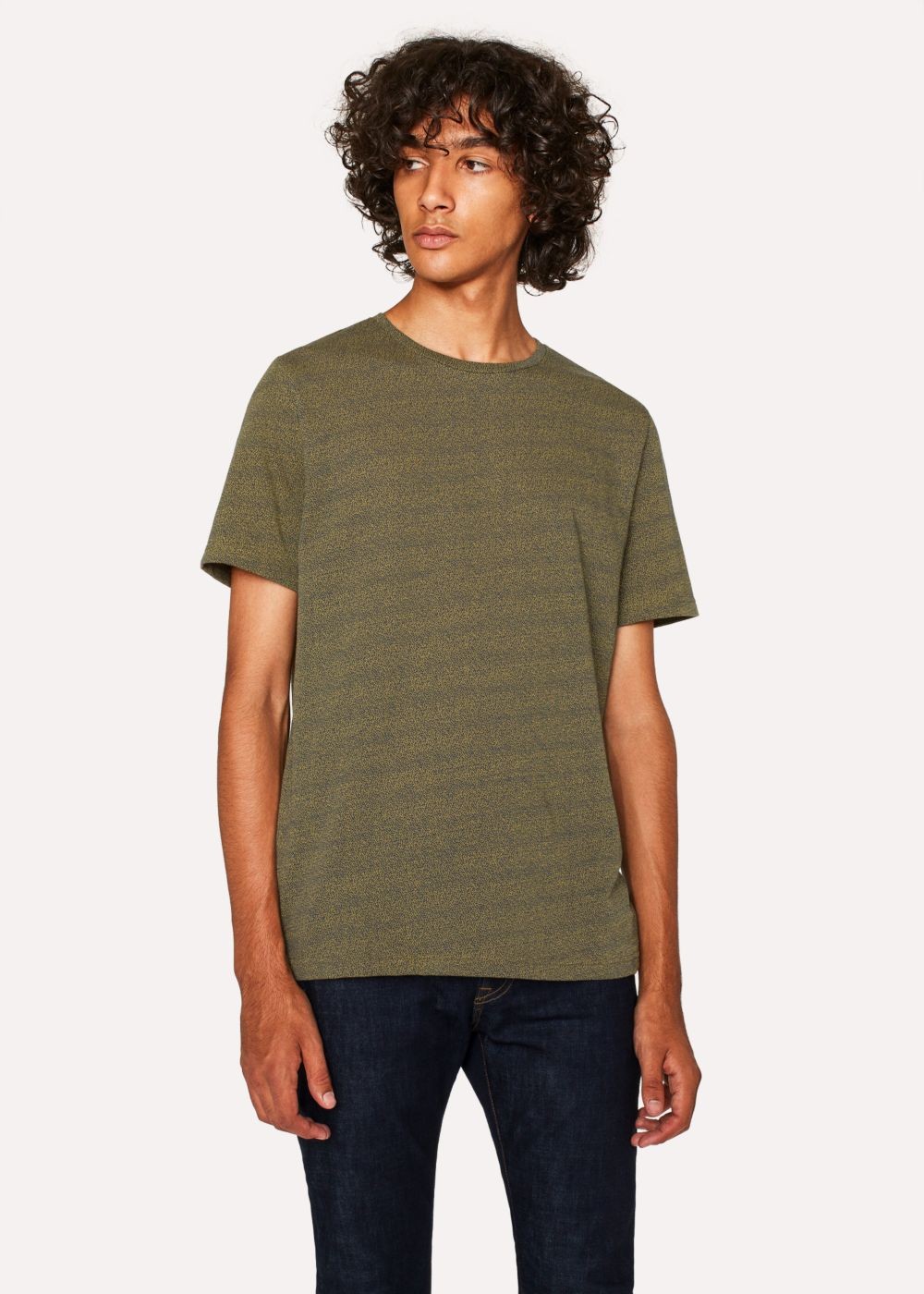 Paul Smith Men's Ochre And Petrol Blue Flecked Cotton T-Shirts