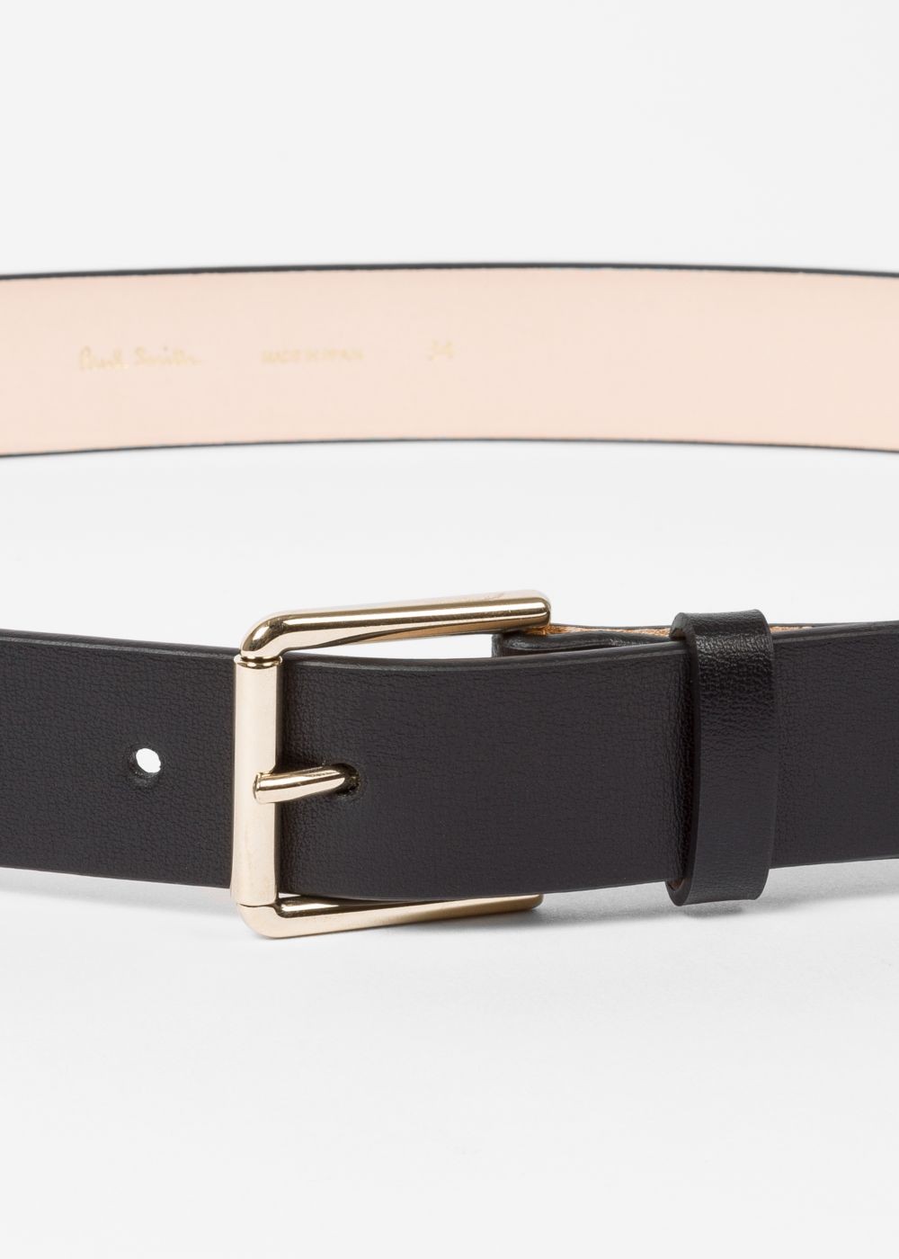 Paul Smith Men's Black 'signature Stripe' Trim Leather Belt