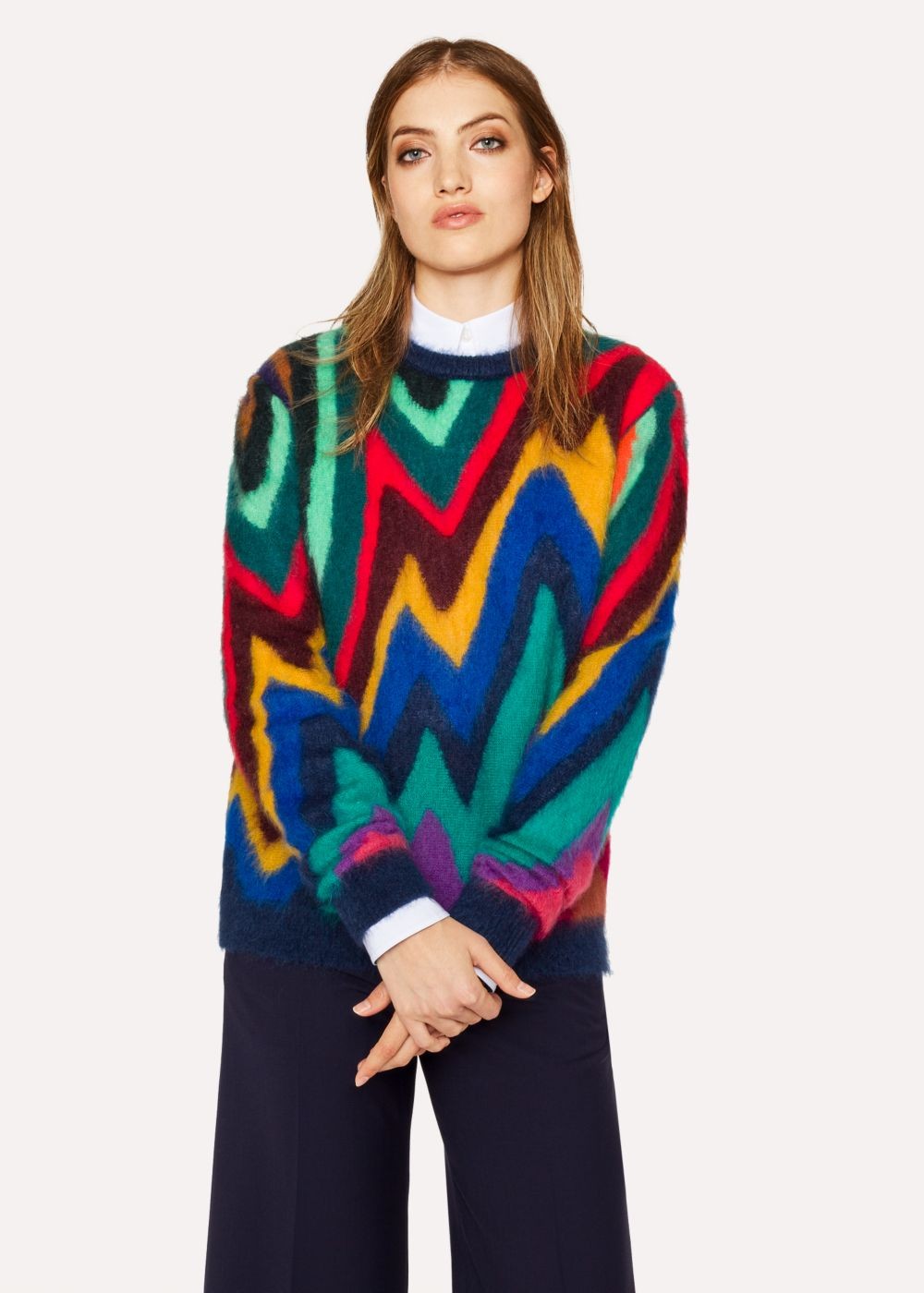Paul Smith Lady's Mohair-Blend 'dreamer Stripe' Crew Neck Sweater