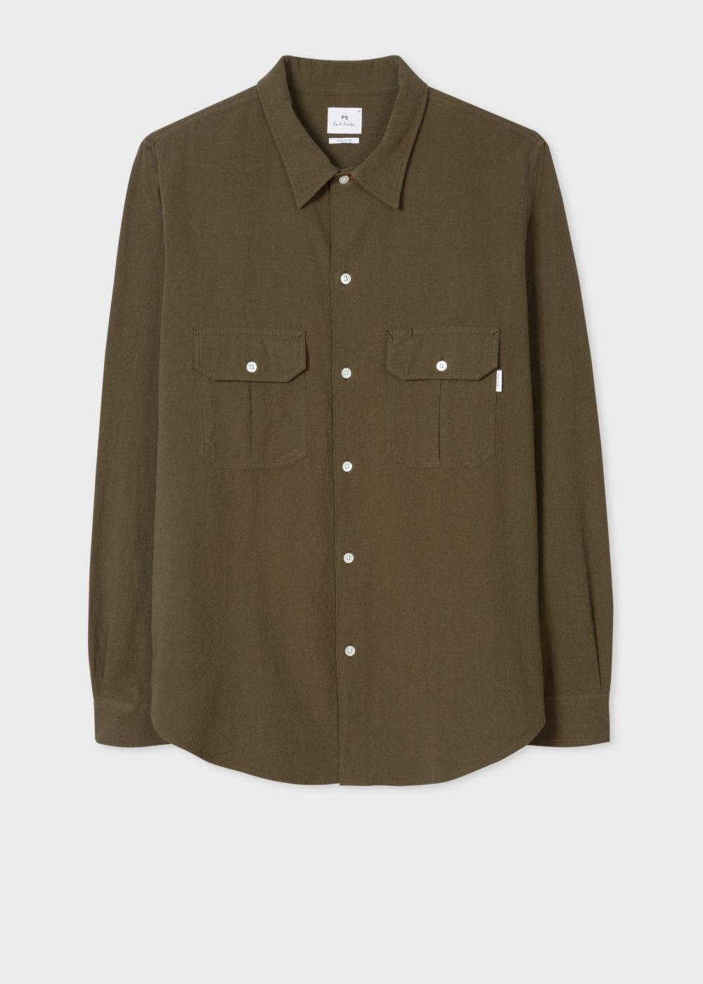 Paul Smith Mens's Classic-Fit Khaki Two-Pocket Textured Cotton T-Shirt