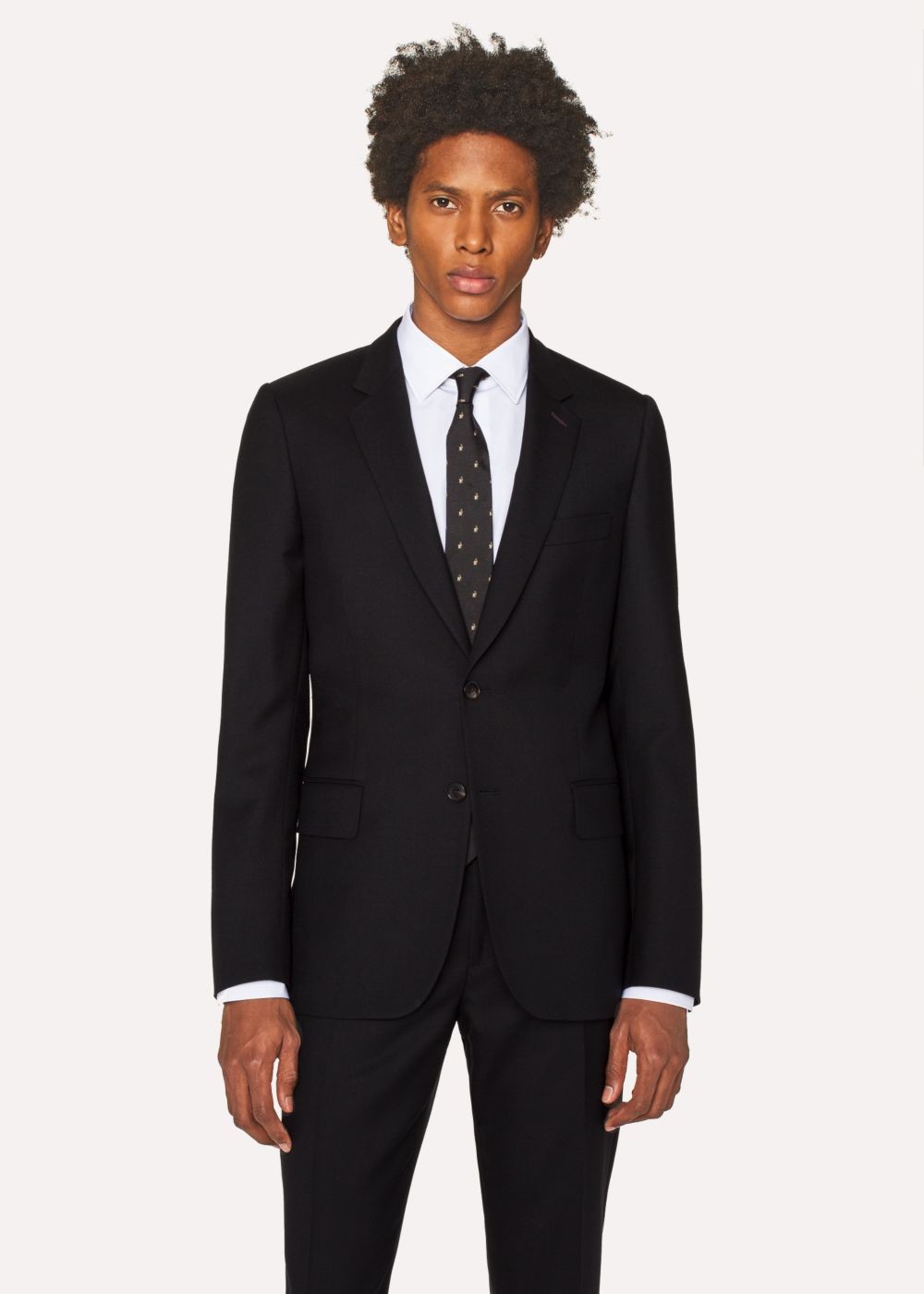 Paul Smith Mens's Tailored-Fit Black Wool 'a Suit To Travel In'