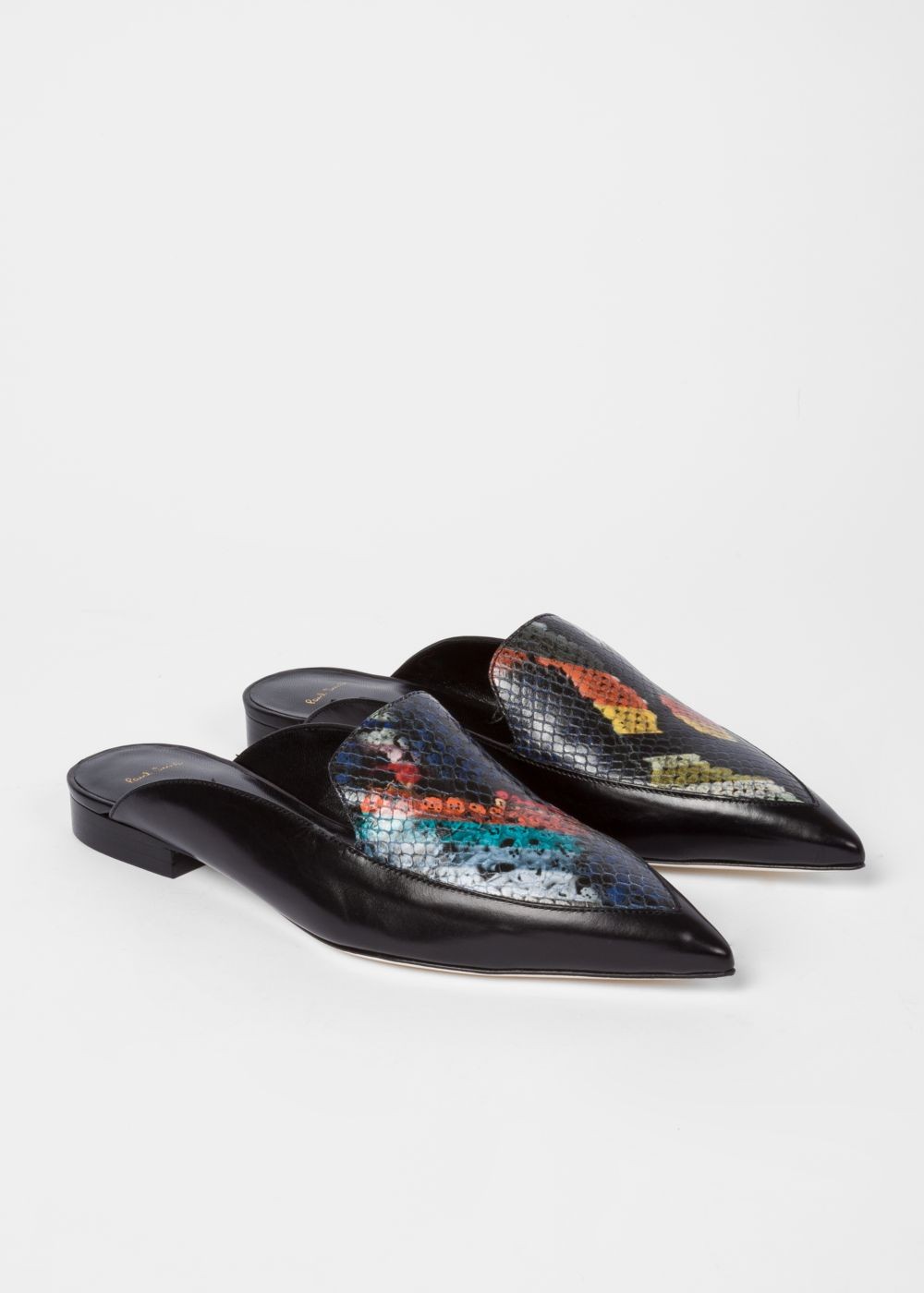 Paul Smith Women's Dark Navy 'celesta' Snake-Effect Leather Mules Shoe