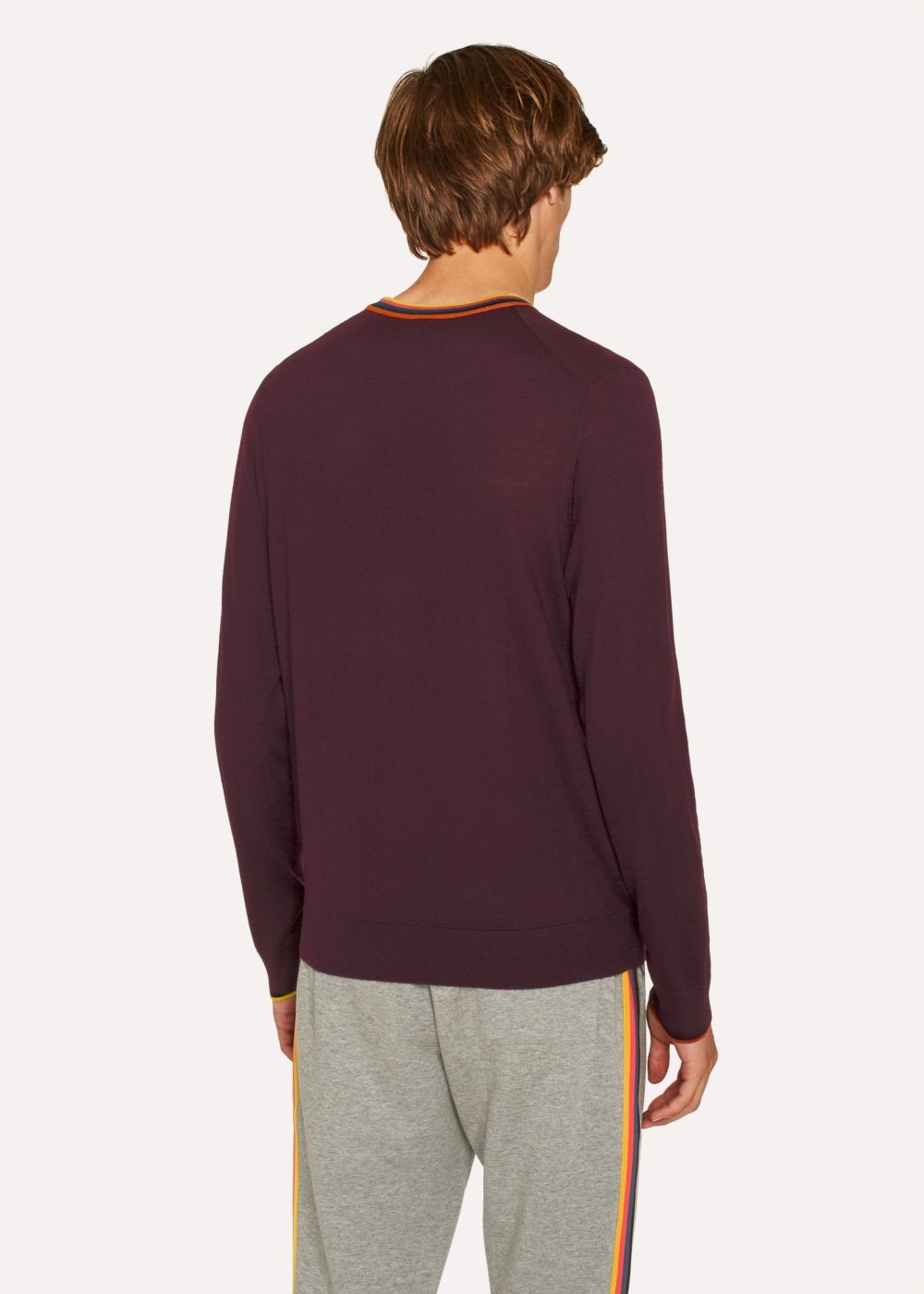 Paul Smith Men's Damson Wool Sweater With 'artist Stripe' Collar