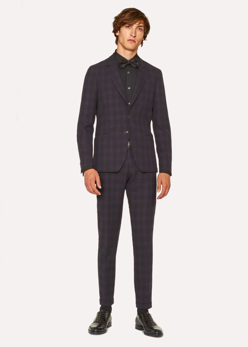 Paul Smith Men's Slim-Fit Purple And Black Jacquard Check Pants