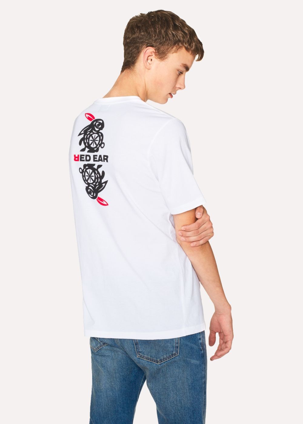 Paul Smith Men's White Red Ear 'rabbit Logo' Print Tshirt