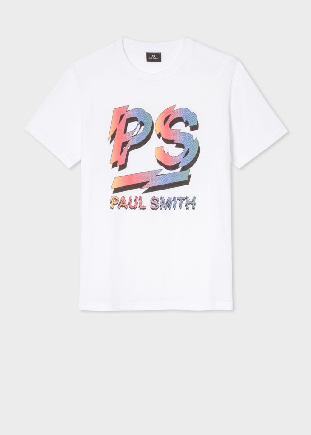 Paul Smith Mens's White 'rainbow Ps Logo' Print Organic-Cotton T-Shirts