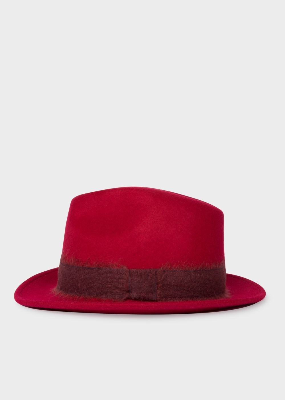 Paul Smith Men's Red Mohair-Band Wool Trilby Cap