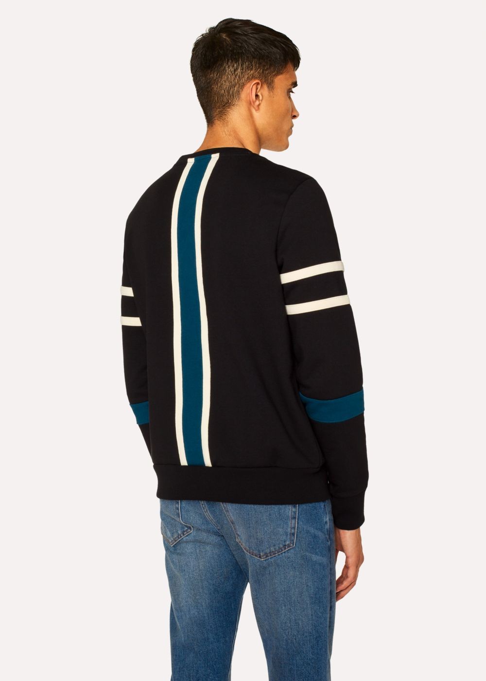 Paul Smith Mens's Black And Teal Panelled Cotton Sweatshirt