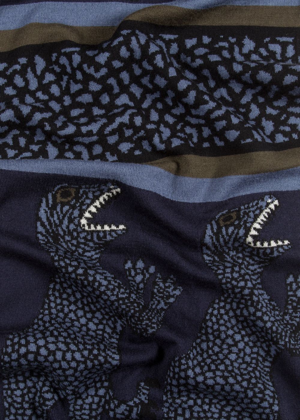 Paul Smith Men's Navy And Slate Blue 'dino' Wool Scarf