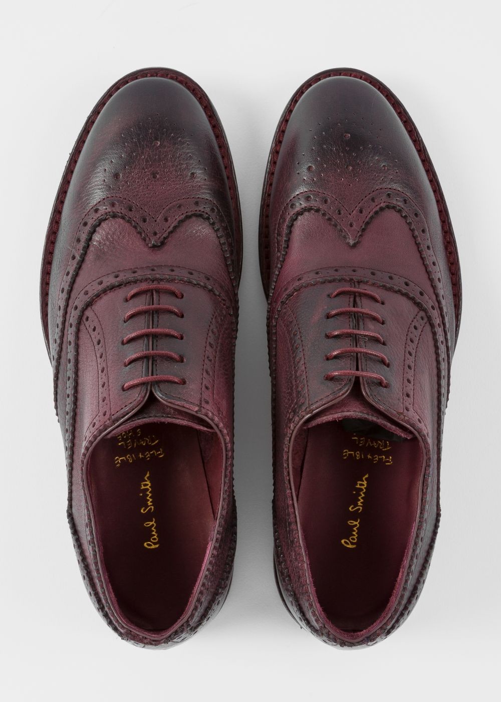 Paul Smith Womens's Burgundy Leather 'munro' Flexible Travel Brogues Sneakers