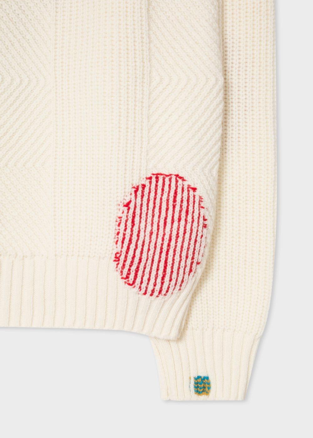 Paul Smith Mens's Ecru Wool-Blend Ribbed Sweater With Darning Detail
