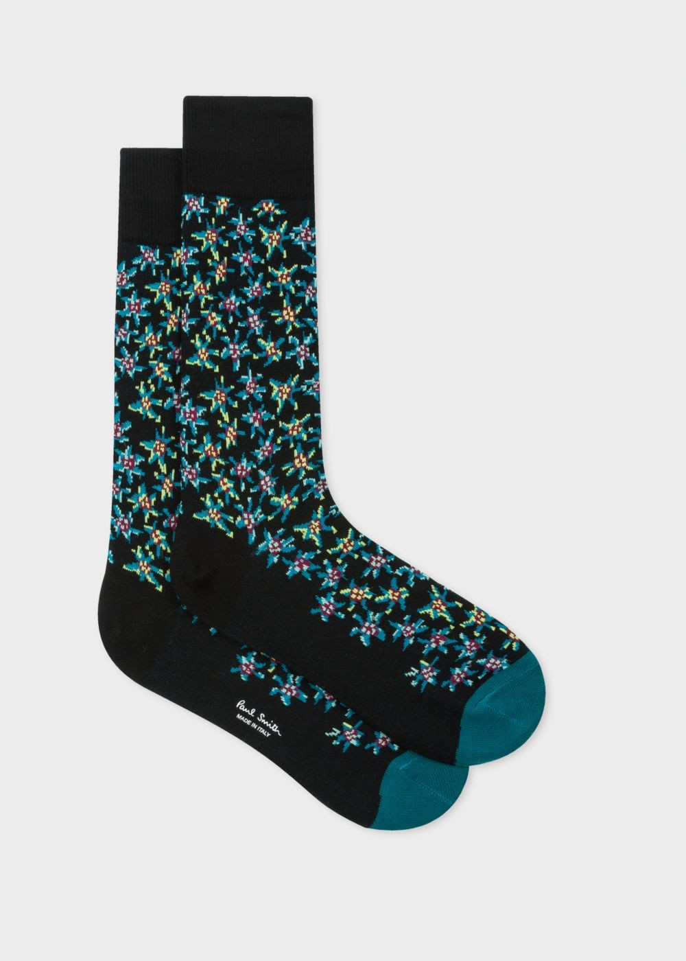 Paul Smith Men's Black 'torn Floral' Motif Socks
